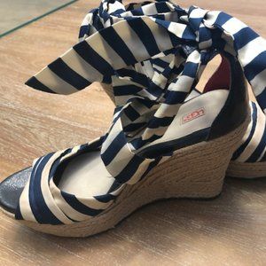 UGG Blue and White Platform Espadrilles